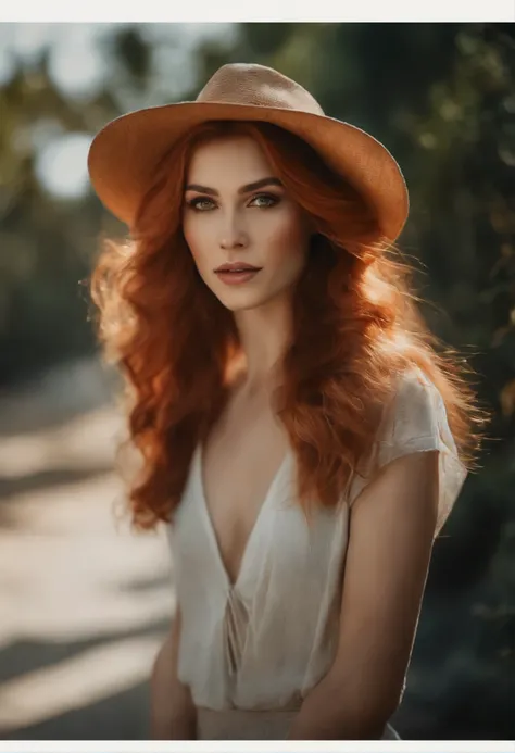 profissional, (Foto 4k:1.1) por (Jeremy Lipking:0.3), (Anna Dittmann:0.3), (Marco Ariano:0.3), (sharp focus:1.3), Alto detalhe, Vestindo (camisa apertada:1.2), lindo rosto detalhado, An attractive woman with long red hair looks at the camera, parecendo a a...