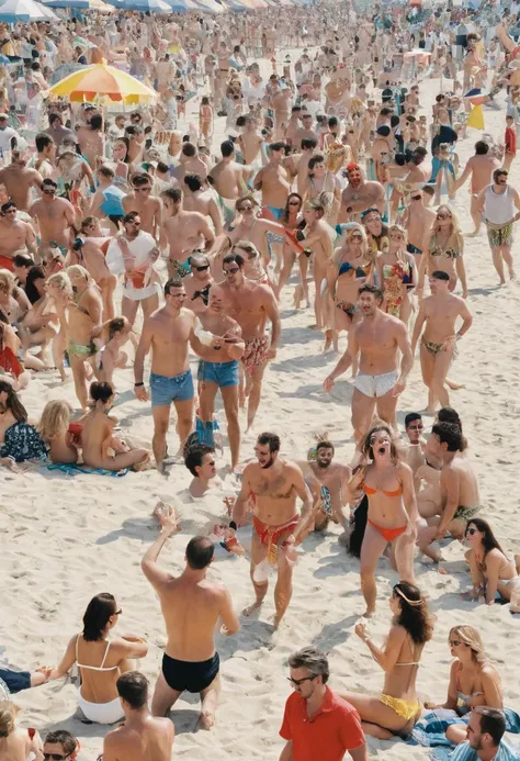 beach revelry, orgy, live it up, hilarity, whoopee, carnival, by massimo vitali, best quality, masterpiece, Representative work, official art, Professional, Ultra intricate detailed, 8k