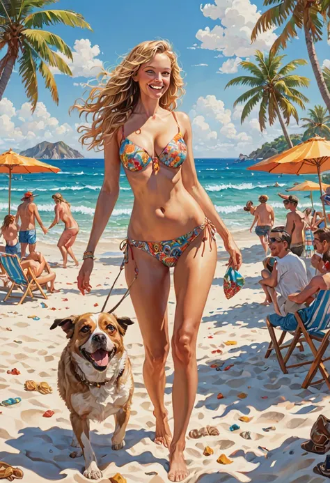 beach, hilarity, best quality, masterpiece, Representative work, official art, Professional, Ultra intricate detailed, 8k