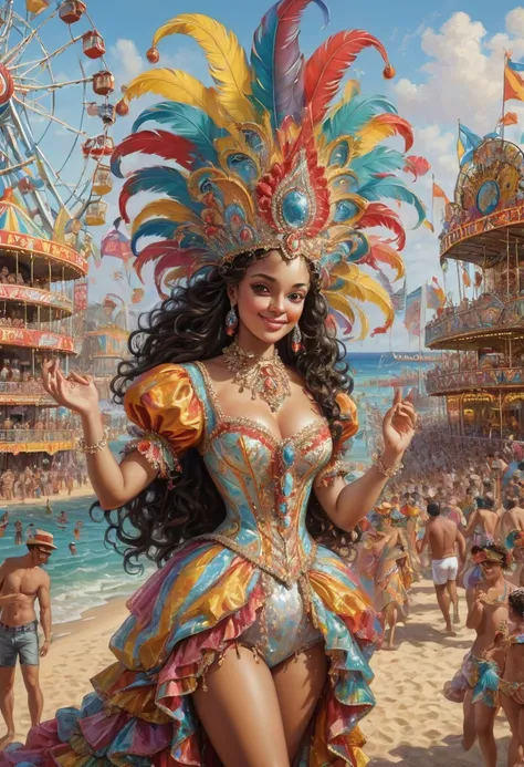 beach, carnival, revelry, best quality, masterpiece, Representative work, official art, Professional, Ultra intricate detailed, 8k