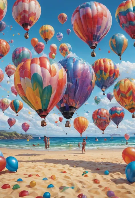 beach celebrate, happy birthday, celebrate family, celebrate balloon, close up, best quality, masterpiece, Representative work, official art, Professional, Ultra intricate detailed, 8k