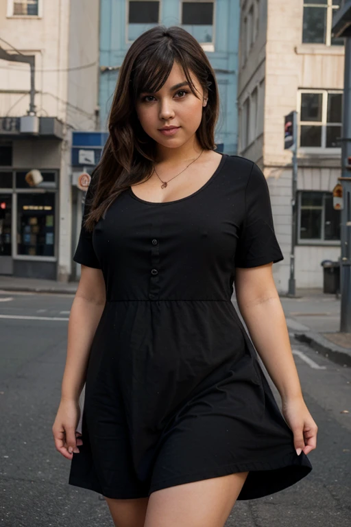 create me a sexy chubby cute girl and dress on  black dre