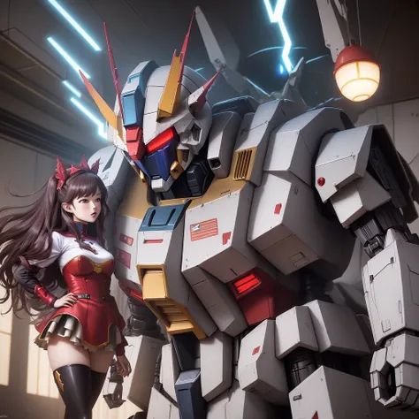 A Gundam style robot is rescuing a dragon from an evil princess. Curses, foiled again!