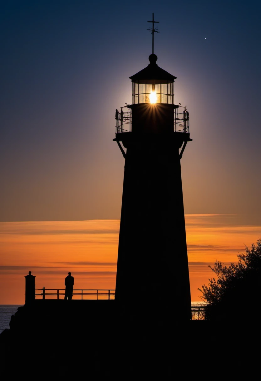 lighthouse silhouette art at night