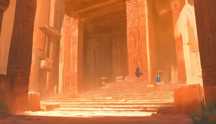 Inside the ancient desert station，in the desert，middle East，no one in the screen，Ash，You can see the second floor from the entrance on the first floor，There are steps，The pillar is black，No one can，The room is not big，The room is relatively small，simple