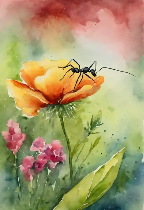 an ant stands on the hill with a beautiful flower