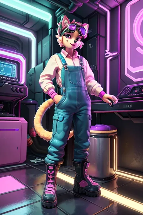 (highest quality, 4k, masterpiece :1.3), 1 girl, (vaporpunk), scenery, vaporpunk room engine, engine repair, gear, gear, vapor, boots, overalls, goggles, dirty face, Are standing, mechanical, There&#39;s oil on the floor, dirty floor