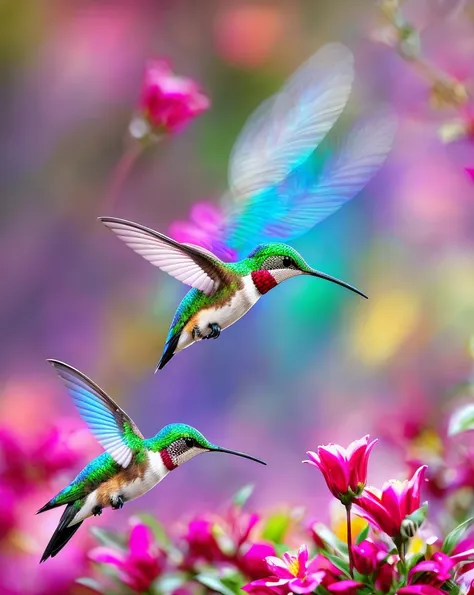 (a beautiful hummingbird),vivid colors,ultra-detailed,sharp focus,photorealistic:1.37,bokeh,beauty of nature,delicate feathers,b...