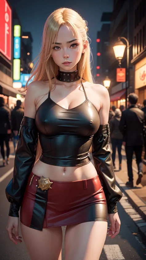 Marc Burckhardt, Steve Dillon, Surreal, mysterious, strange, fantastical, fantasy, Sci-fi, Japanese anime, the day the world begins, the night the world ends, blonde miniskirt beautiful girl Alice, perfect voluminous body, street light, detailed masterpiec...