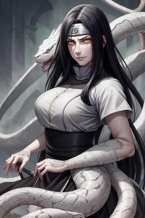 {-erro_de_anatomia:1.0} estilo anime, masterpiece, absurdities, orochimaru\(naruto\), 1girl solo, mature woman, oversized shirt ...