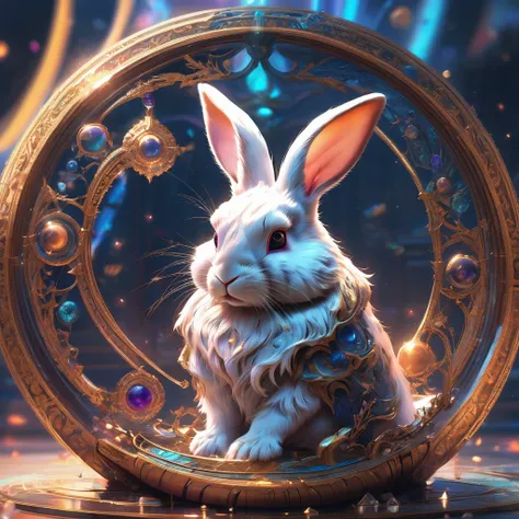 (Magic Circle:1.5), aesthetic, extremely detailed, Detailed portrait of rabbit magician, Digital art, art station, concept art, HD, 8k resolution, fantasy art, detailed matte painting, deep color, fantastical, intricate detail, splash screen, complementary...