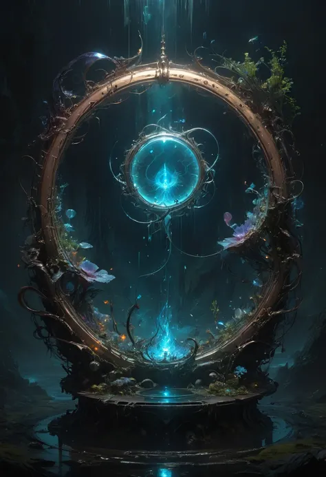 Magic Circle, Exaggerated energy, Bioluminescence, dark fantasy concept art, by Jordan Grimmer, (best quality, masterpiece, Representative work, official art, Professional, Ultra intricate detailed, 8k:1.3)