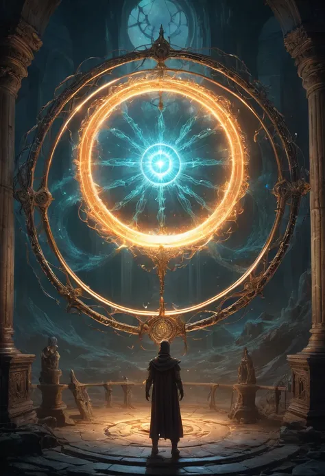 Magic Circle, Exaggerated energy, fantasy concept art, luminescence, by Michal Kváč, (best quality, masterpiece, Representative work, official art, Professional, Ultra intricate detailed, 8k:1.3)