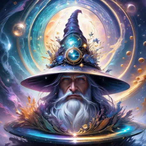 (Magic Circle:1.5), aesthetic, extremely detailed, a tattered wizards hat, hyperrealistic, hyperdetailed, photorealistic:: incredible composition, amazing depth, meticulously composed, 16k resolution concept art, fantasy :: fantasy magazine cover art, wiza...