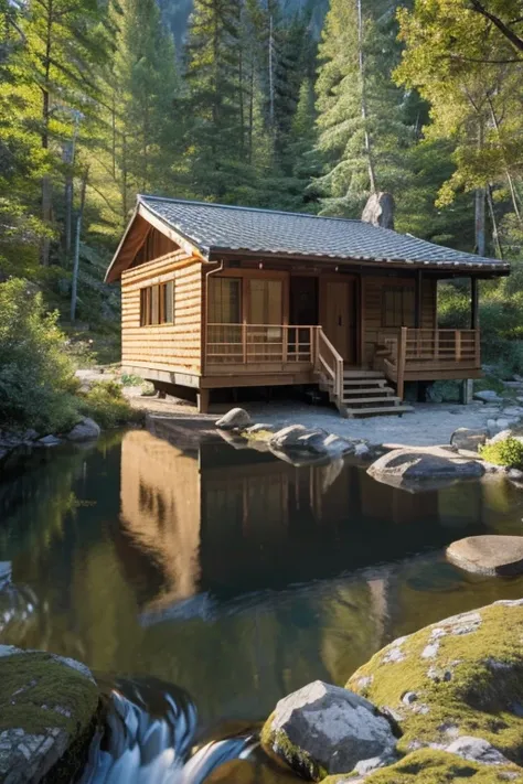 
Under the shade of towering trees atop the mountain, a small wooden house rests quietly by a gentle stream. Simplicity and sincerity are reflected in every line of this humble abode. Small windows open to reveal the rugged scenery of the mountain range, f...