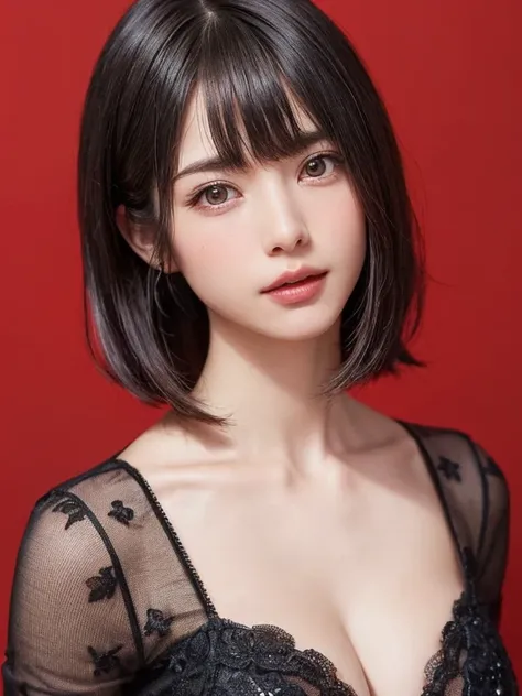 (table top, Highest quality、Very high accuracy、Focus on the face、Focus on the sides、Navel focus、Decolletage focus、Very attractive beauty、Adds intense illumination to the eyes、Look closely at the camera:1.4、The bangs are absolutely beautiful:1.4、Brunette sh...