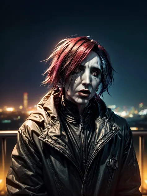 ((dreamy atmosphere, soft light and magic:1.3)), ((Imaginative scene)), ((Meticulously detailed perfect faces and bodies:1.3)), ((full shot: 1.4)), ((best quality)) , ((masterpiece)), 3D, (((2 young people with style similar to Marilyn Manson industrial ro...