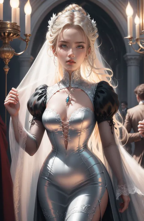 { - anatomy error}(Masterpiece - Ultra-detailed, very high resolution) Prepare to be enchanted by a true masterpiece that combines ultra-detailed art with high-resolution rendering. This work depicts a mesmerizing woman with very long blond hair (1.3) and ...