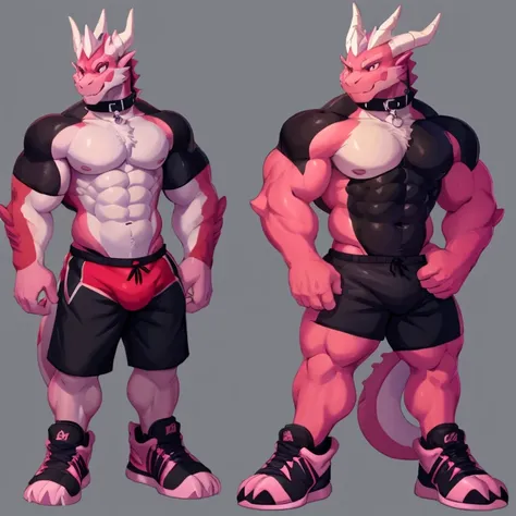 there are two different poses of a gray dragon male, back position, front position,sketches of a dragon male, pink dragon fursona, [ character design ], character adoptable, anthropomorphic dragonmale, tome + concept art, full body concept, fursona art, fu...