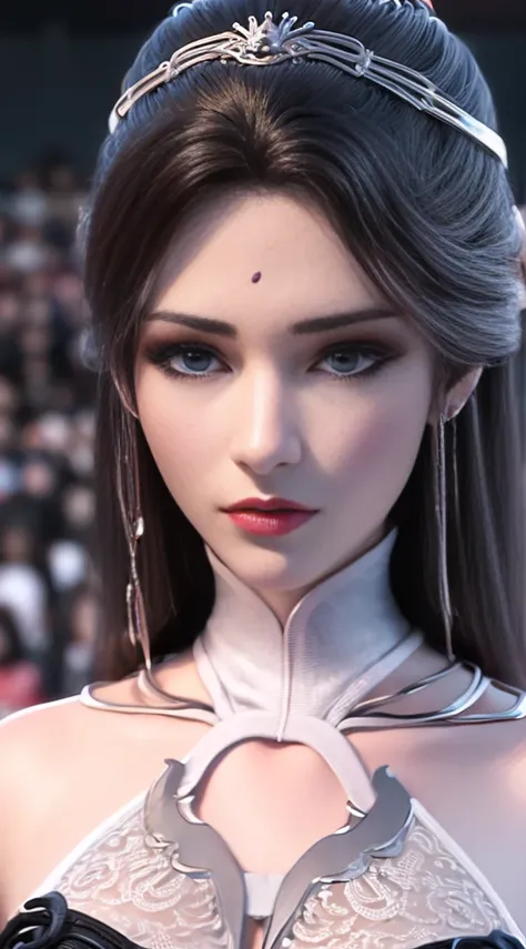 best quality, (lifelike:1.2), 1 girl, alone, Detailed face, Face focus, Permanently installed, black hair,(hair accessories:1.35),female office worker, bow sleeves, Detached sleeves, Ribbon decoration, wide sleeves, (looking at the audience:1.5) long hair,...