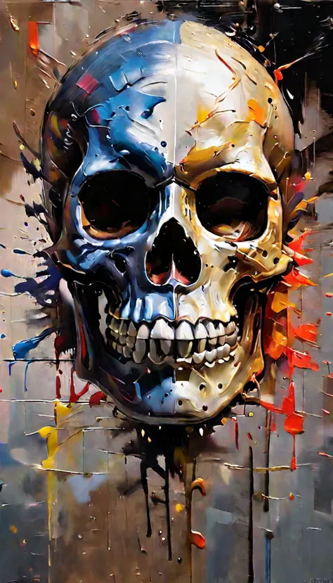 tb, [skull:spartan helmet:20], thick oil paints, 10k high resolution, highly detailed,