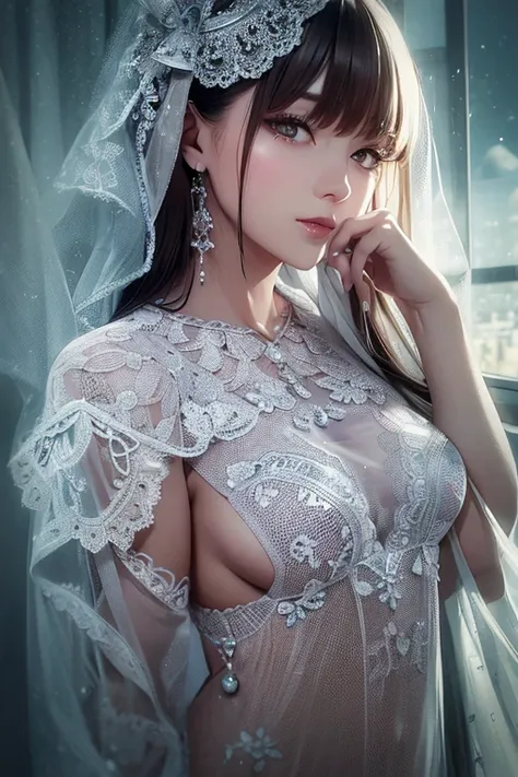 ultra-thin ultra-transparent purple nightdress girl, model, good figure, delicate face, beautiful girl, 8k, beauty, --auto --s2