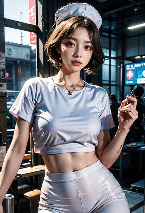 (8k, original photo, best quality, proficient:1.2), (realistic, actual:1.37),(kpop idol), (Egiosar:1),Lovely,professional lighting, photon mapping, Radiosity, Physically based rendering , , Lucy (cyberpunk), bob cuts, Mechanical Parts, gray eyes, Soft pink...