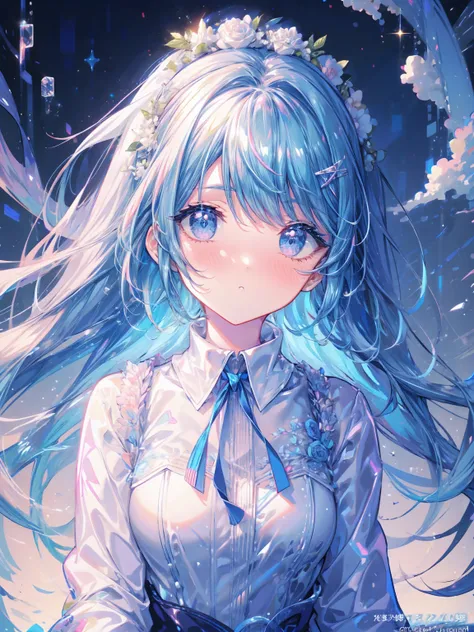 BREAK (masterpiece, best quality), (ultra-detailed 8K), (perfect design), absurdres, highres, ((blush)), (super fine illustration), ((light blue long hair))), 10 years old, long hair ((blush)), masterpiece, best quality, (amazing, beautiful detailed eyes, ...