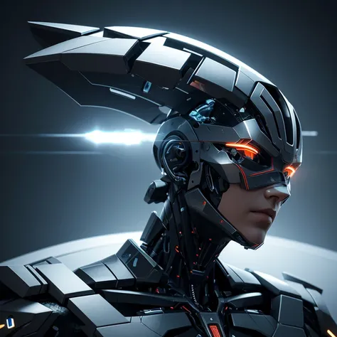 3D rendering Layered, Sliced Shape Cyborg, Artificial Intelligence, Machine learning Concept.