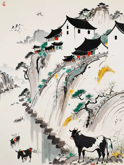 wu guanzhong style，emerging young artists supported by wu guanzhong，through the fusion of traditional and modern elements，it rai...