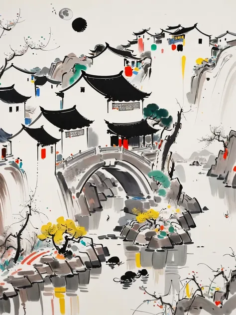 wu guanzhong style，emerging young artists supported by wu guanzhong，through the fusion of traditional and modern elements，((star...