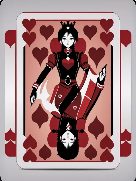 symmetrical design card, queen of hearts