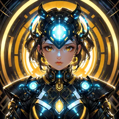 symmetry, aesthetic, extremely detailed, symmetrical, symmetry!! portrait of pitbull, sci-fi armour, tech wear, glowing lights!!...