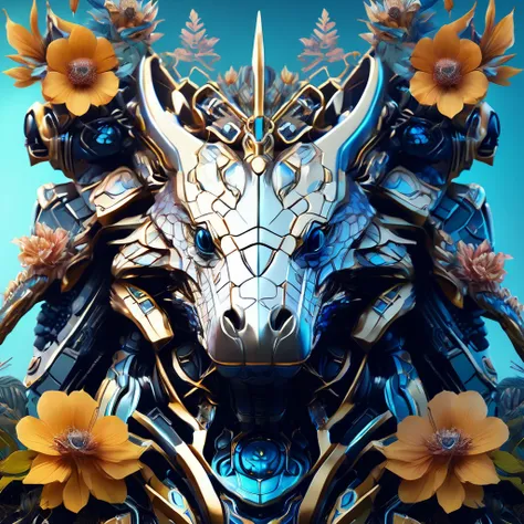 Symmetry, aesthetic, extremely detailed, symmetrical, Symmetry!! portrait of a robot crocodile, floral! horizon zero dawn machine, intricate, elegant, highly detailed, digital painting, artstation, concept art, smooth, sharp focus, illustration, art by art...