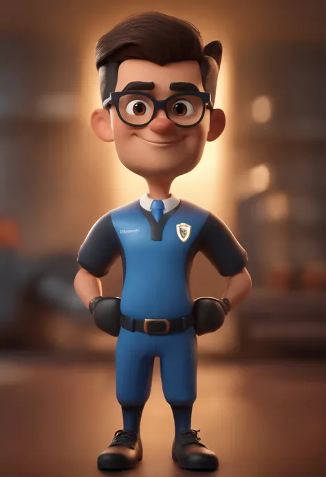 Cartoon character of Ronaldo wearing black glasses and a blue shirt, um personagem animado, Caractere estilizado, animation style rendering, 3D estilizado, Arnold Maya render, 3 d render stylized, toon render keyshot, Personagem 3D, Personagem 3D, 3d rende...