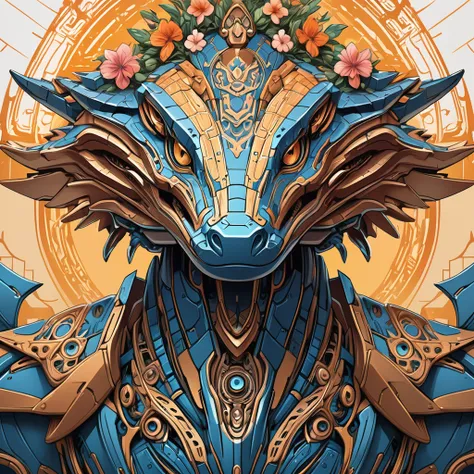 symmetry, aesthetic, extremely detailed, symmetrical, symmetry!! portrait of a robot crocodile, floral! horizon zero dawn machin...