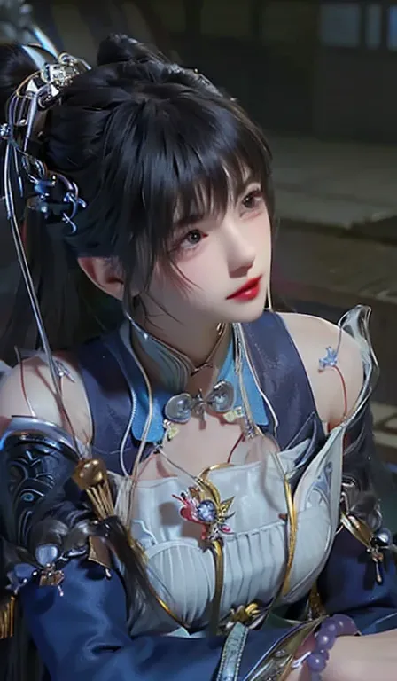 Close-up of a woman holding a sword in a room, Yun Ling, Chun Li&#39;s portrait, Inspired by Leng Mei, Game CG, full-body xianxia, Chun Li&#39;s portrait, Portrait of Tifa Lockhart, 《Genshin》Zhongli in, inspired by trees, 《Genshin》Keqing in, xianxia hero