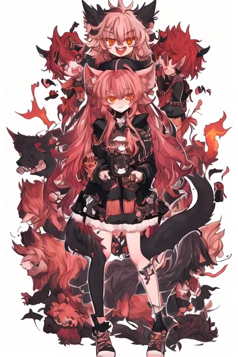 {{{{demon beast}}},  fox head, wolf carcass, xiaoyi, lion's tail, four legs