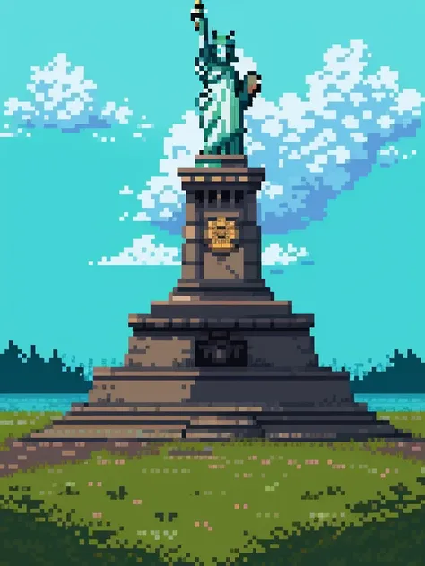 pixel art:1.5, statue of liberty new york, beautiful, intricate, high quality masterpiece