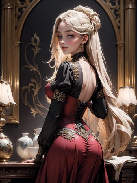 { - anatomy error}(Masterpiece - Ultra-detailed, very high resolution) Prepare to be enchanted by a true masterpiece that combines ultra-detailed art with high-resolution rendering. This work depicts a mesmerizing woman with very long blond hair (1.3) and ...