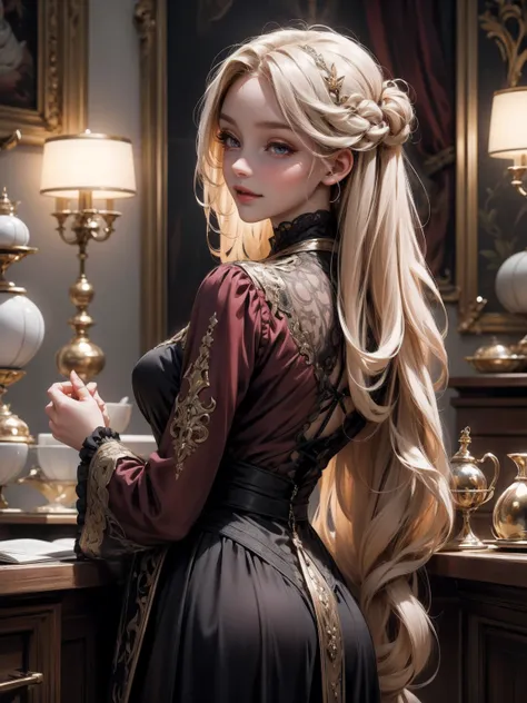 { - anatomy error}(Masterpiece - Ultra-detailed, very high resolution) Prepare to be enchanted by a true masterpiece that combines ultra-detailed art with high-resolution rendering. This work depicts a mesmerizing woman with very long blond hair (1.3) and ...