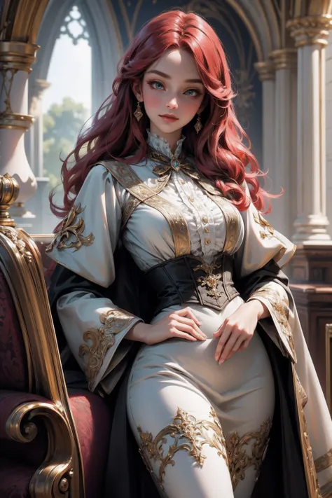 { - anatomy error}(Masterpiece - Ultra-detailed, very high resolution) Prepare to be enchanted by a true masterpiece that combines ultra-detailed art with high-resolution rendering. This work depicts a mesmerizing woman with very long red hair (1.3) and ca...