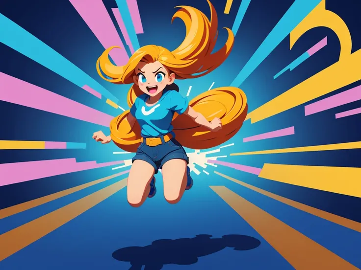 (best quality,4k,8k,highres,masterpiece:1.2),pixel art,girl jumping and running,colorful,retro style,dynamic movement,playful,energetic,smooth animation,expressive facial features,pixilated environment,80s video game style,vibrant colors,overlapping layers...