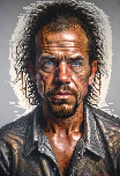 pixel art painting by Chuck Close, best quality, masterpiece, high details, Ultra intricate detailed