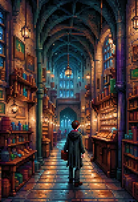 pixel art, "Harry Potter", fantasy, (best quality, masterpiece, Representative work, official art, Professional, high details, Ultra intricate detailed:1.3)