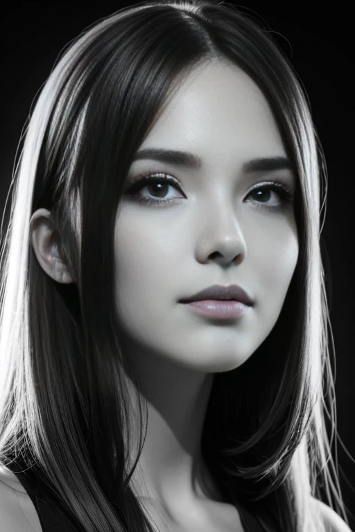 Photorealistic, blackandwhite and coloured, womans face, close up, beautiful, 8k, detailed, q2