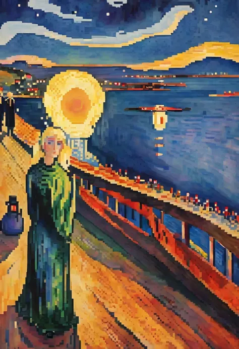 ((arte de pixeles:1.5)), 2d, edvard munch el grito, arte pixeles