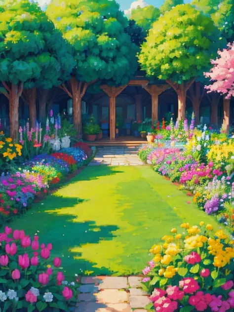 Pixel art: colorful garden 