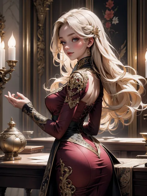 { - anatomy error}(Masterpiece - Ultra-detailed, very high resolution) Prepare to be enchanted by a true masterpiece that combines ultra-detailed art with high-resolution rendering. This work depicts a mesmerizing woman with very long blond hair (1.3) and ...