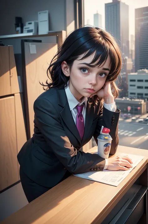 (best quality,4k,highres:1.2),ultra-detailed,(realistic,photorealistic:1.37),cartoon frog,office attire,sad expression,leaning on block building,tears streaming down face,dressed for work,office scenery,stressed-out vibe,dark circles under eyes,colorful,fu...